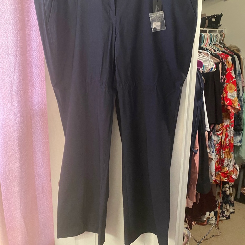 Navy stretchy work slacks lane Bryant